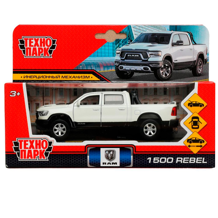 Модель RAM1500-13-WH DODGE RAM 1500 REBEL 13 см Технопарк в коробке /72/ 