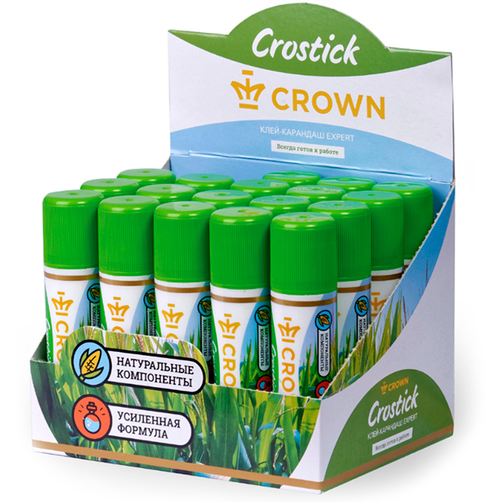 Клей-карандаш Crown "Expert", 35г, ПВП CG-350