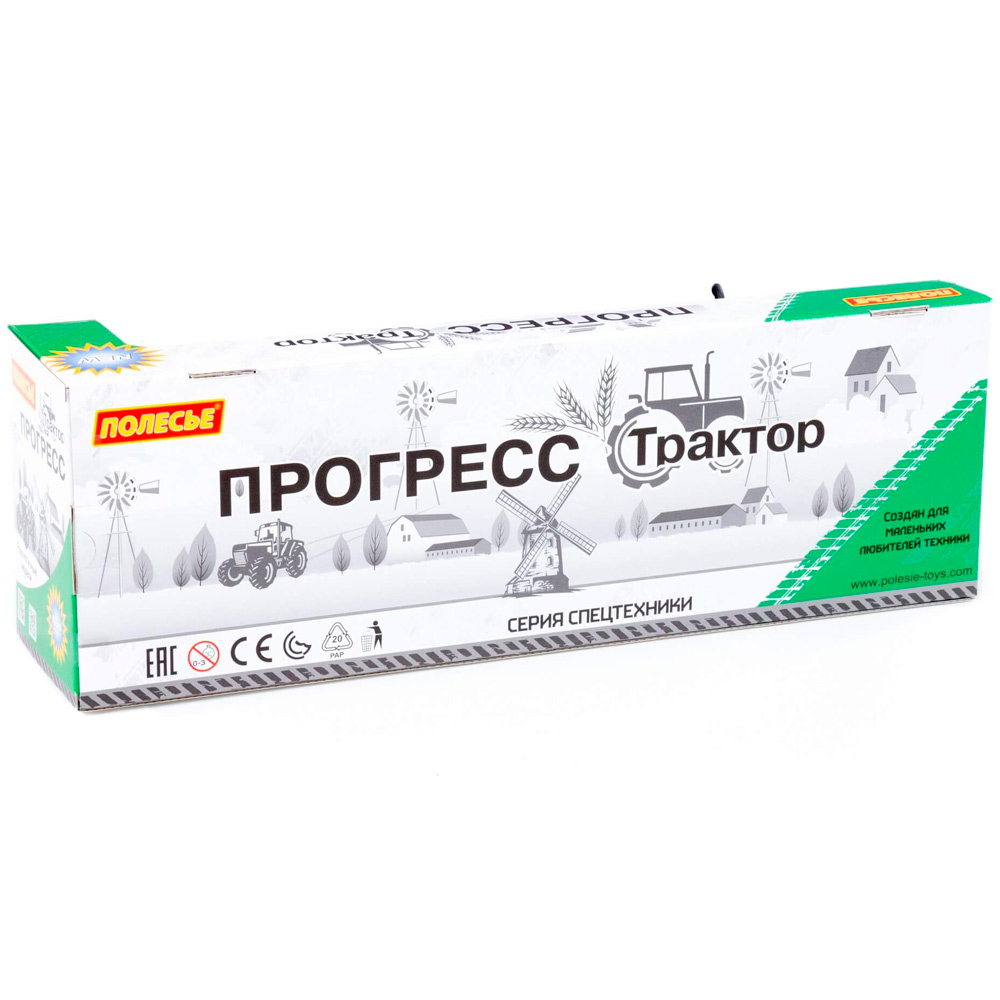 Трактор "Прогресс" с плугом инерц. зеленый в кор. 91307 П-Е /8/.