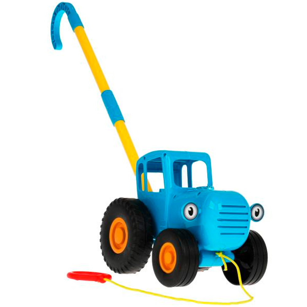 Каталка Синий Трактор с палкой,9 песен,свет,палка и веревка для катания HT826-R