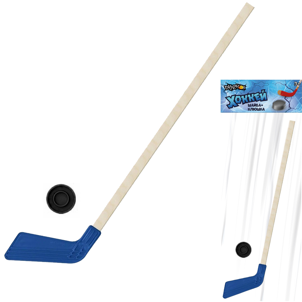 Набор хоккейный клюшка Dvizhok 80см,1 шайба цв. синий ХК 2.