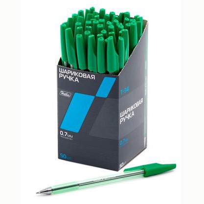 Ручка шарик зеленый 00044 Hatber