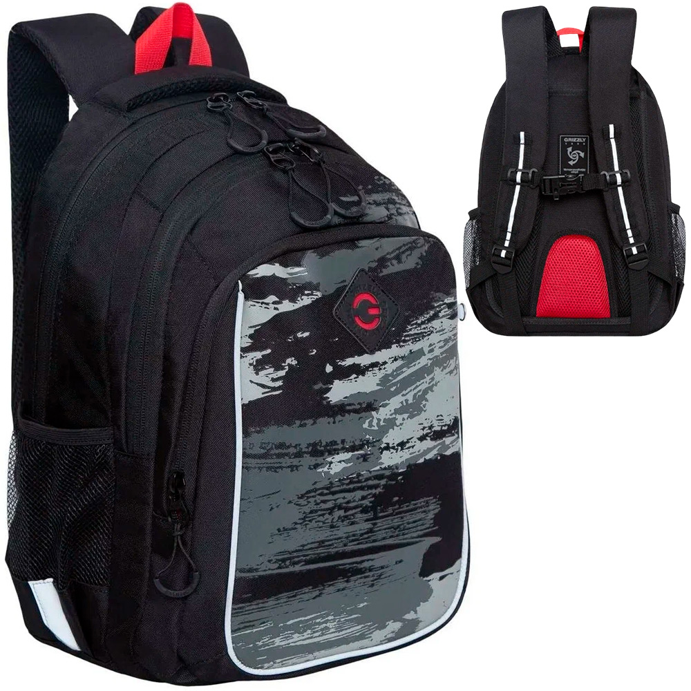 Рюкзак школьный черный - серый RB-252-3 GRIZZLY