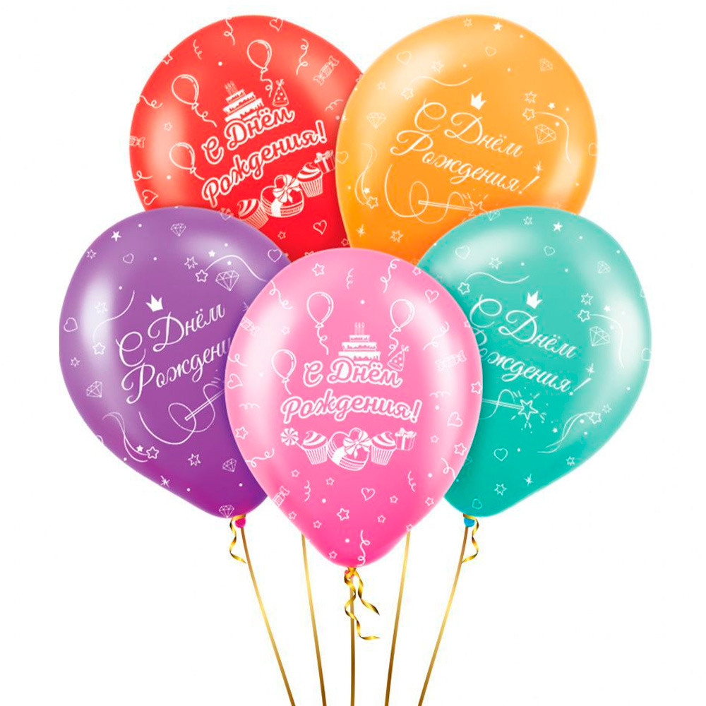 Набор шаров С Днем Рождения Веселая вечеринка (5 шт) L0318-2.