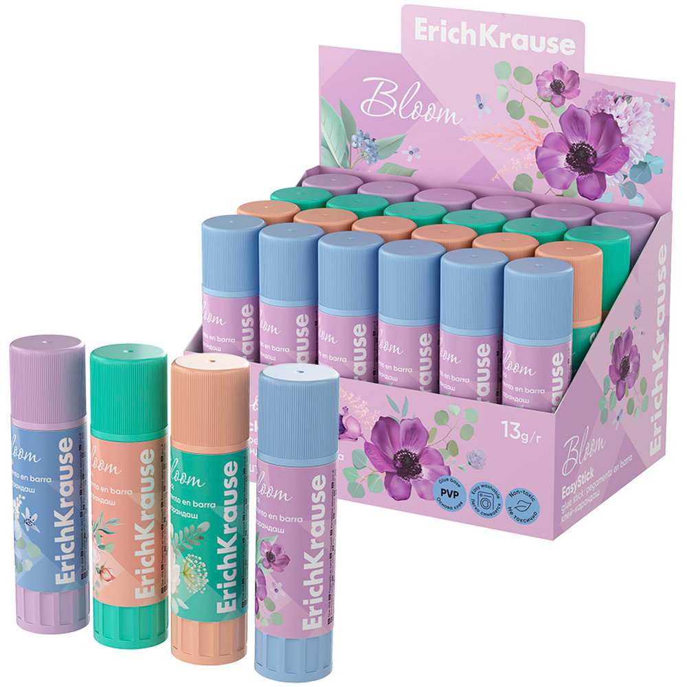 Клей-карандаш EasyStick Pastel Bloom, 13г, ассорти 60498 /Erich Krause/ 